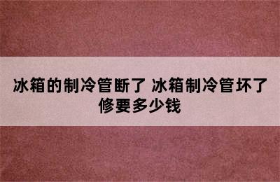 冰箱的制冷管断了 冰箱制冷管坏了修要多少钱